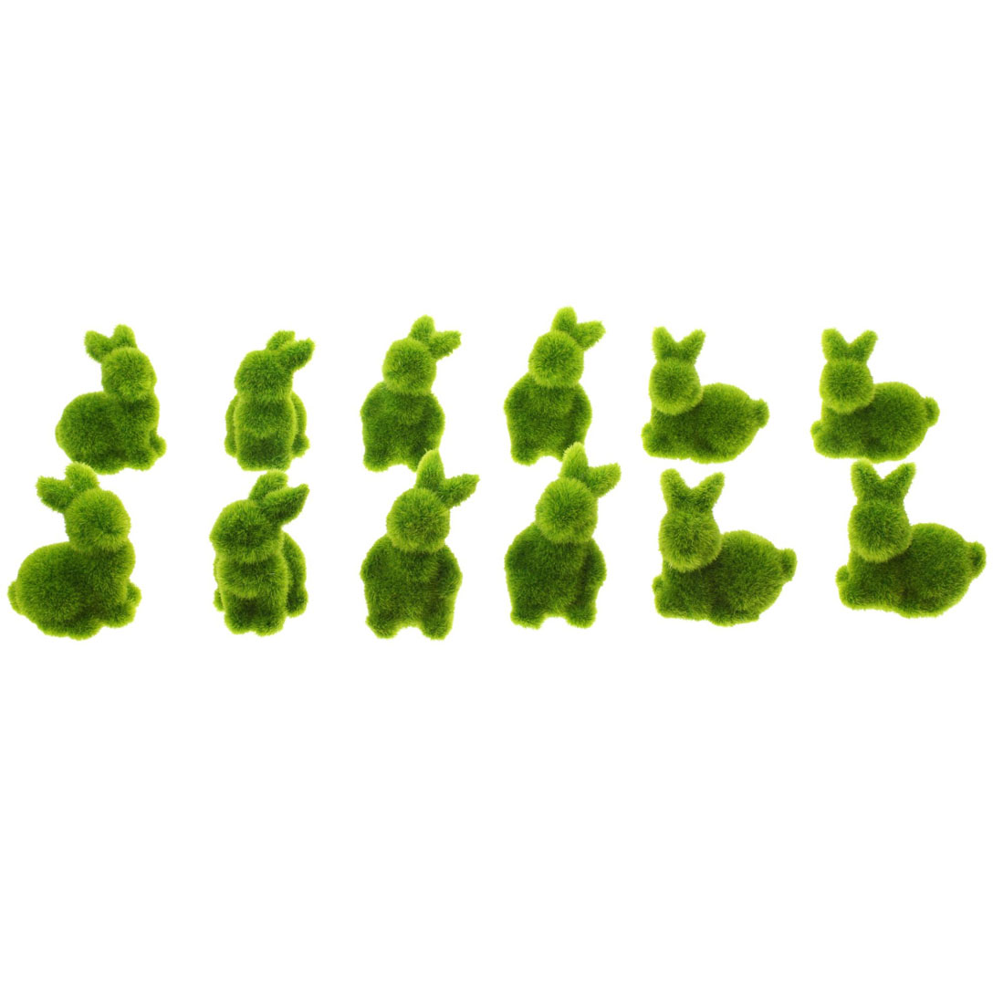 Декоративные фигуры "Зайчики - зеленый мох", 12 штук [07232], 