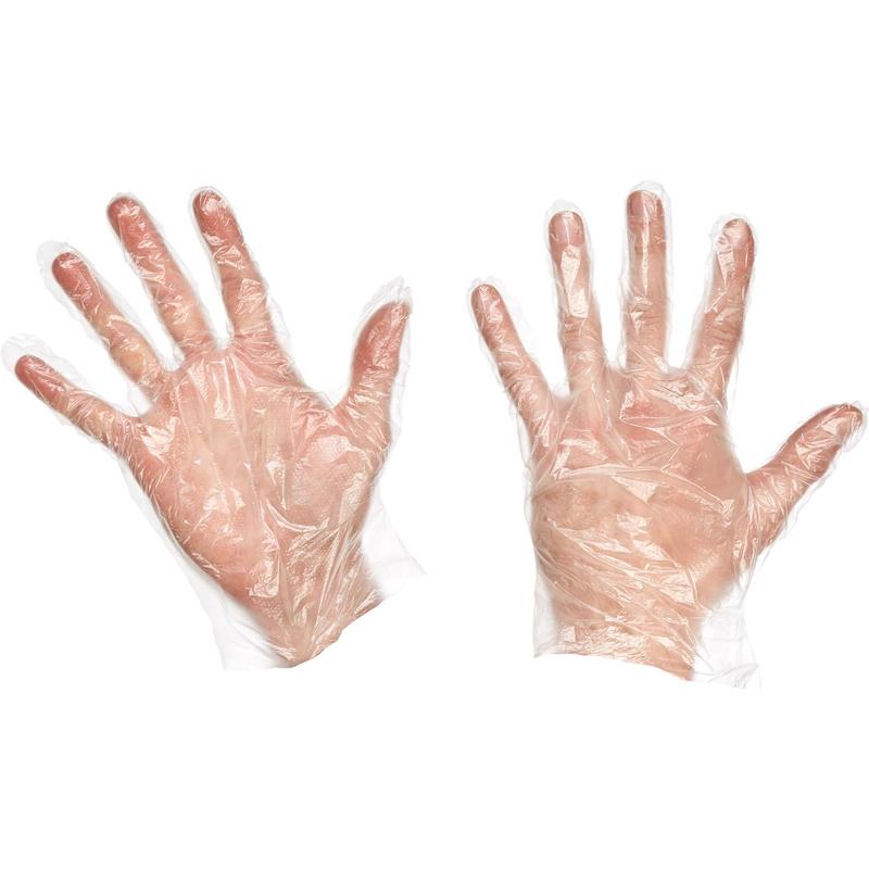Одноразовые полиэтиленовые перчатки прочные 100 шт., размер L [07438], 