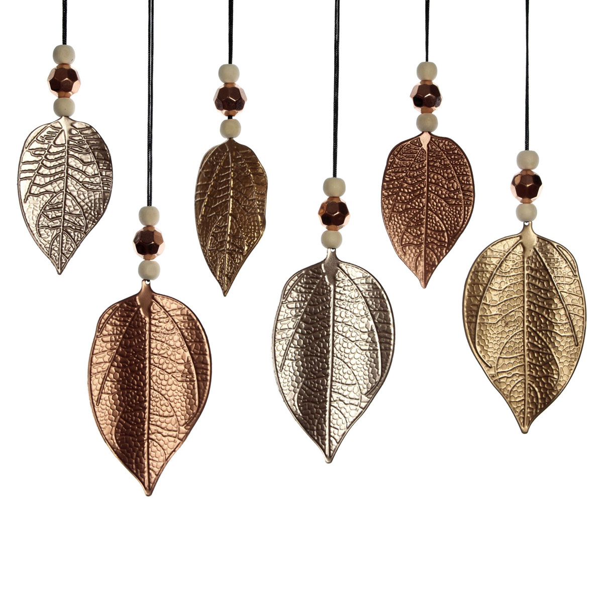 Декоративные подвесные украшения "Блестящие листья", 6 штук [08682], 