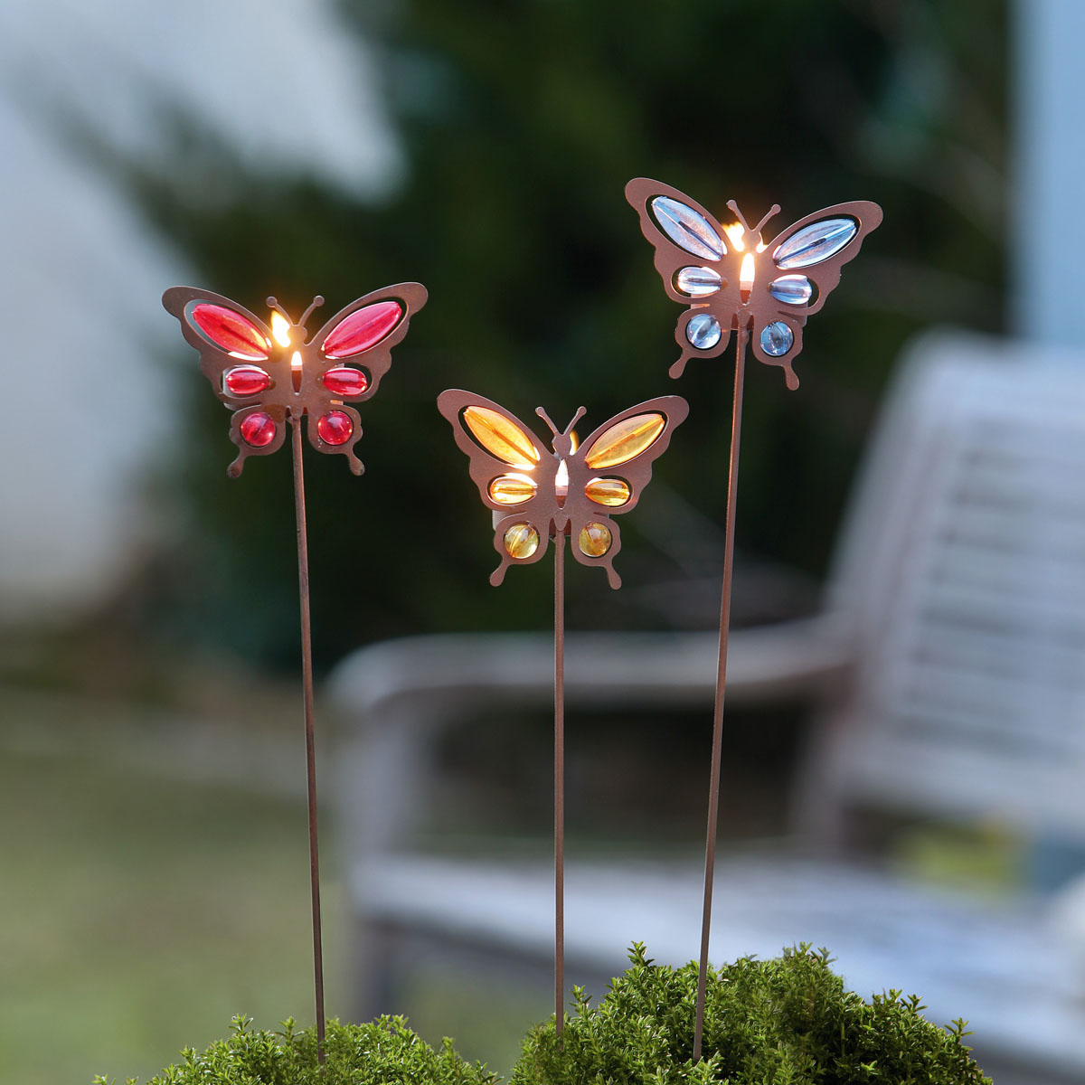 Декоративные садовые штекеры с подсвечниками "Бабочки", 3 штуки [08813], 