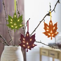 Декоративные подвесные украшения со светодиодной подсветкой "Листья клена", 3 штуки [09210], 